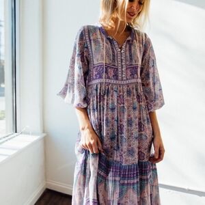 RARE Lilac Spell And The Gypsy Collective Midi Dress Long Sleeve Flowy LIKE NEW